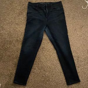 AE Dark Wash Hi-Rise Jegging Skinny Jeans, Dark Wash, Size 14